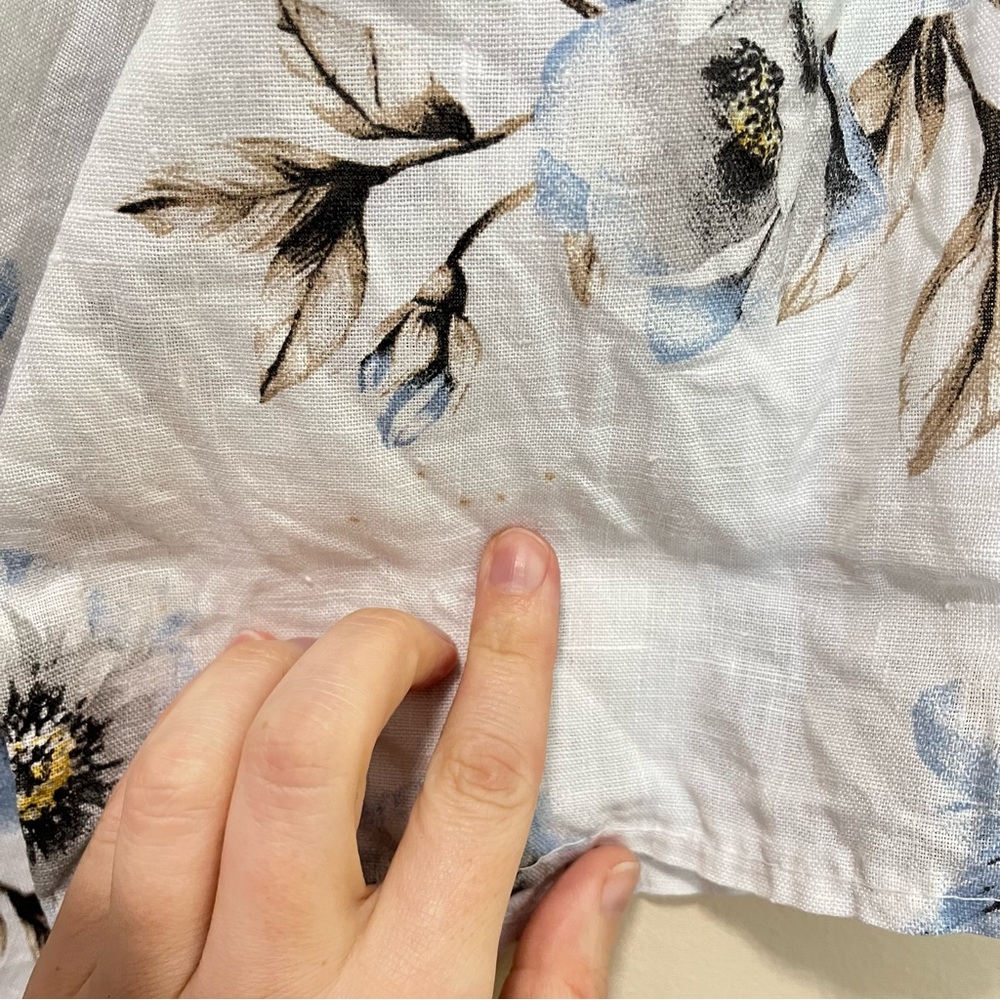 Lungo L’Arno Floral Linen Roll Tab Sleeves Top - Size 1X - Picture 12 of 12